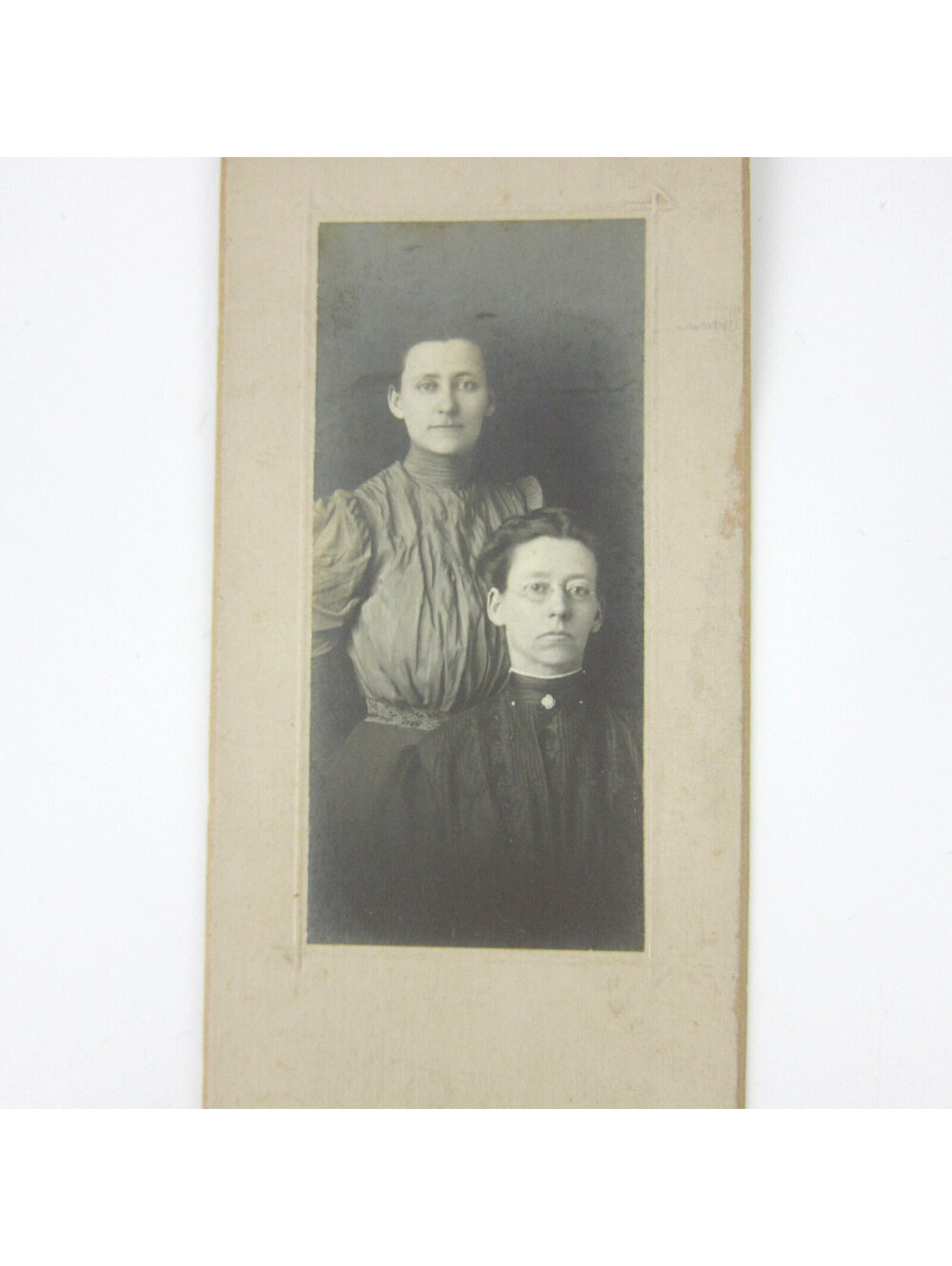 Cabinet Card Photograph Women Victorian Dress Fashion Glasses 9x3 Antique 1890s